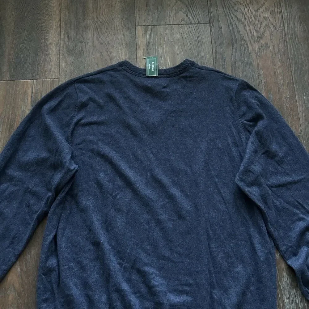 L.L. Bean Cotton Cashmere V-Neck Sweater Indigo Blue, Size XXL